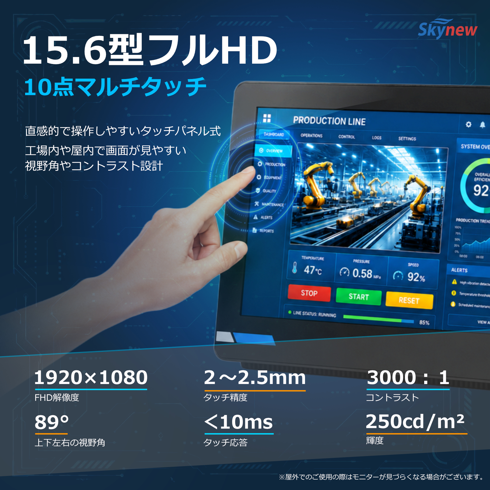 Skynew A15 15.6型フルHD 10点マルチタッチディスプレイ