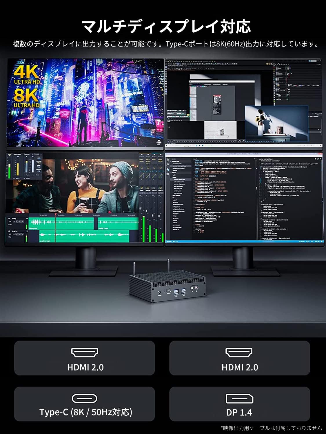 Skynew K12 HDMI DisplayPort Type-C 4画面出力対応 マルチディスプレイPC